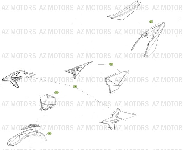 [2014]KIT 7 PLASTIQUES RR 4T 350 400 450 498 BETA KIT CARENAGES RR4T